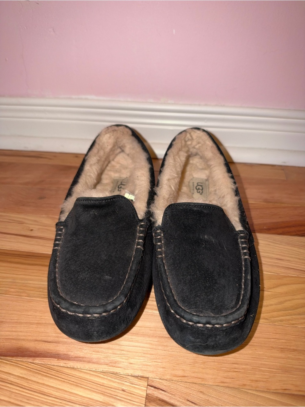 UGG Women’s Black Suede Moccasin Slippers